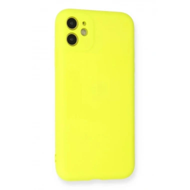 Mey İthalat®   iPhone 11 Kılıf Nano içi Kadife Silikon - Sarı