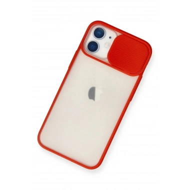 Mey İthalat® iPhone 11 Kılıf Palm Buzlu Kamera Sürgülü Silikon - Kırmızı