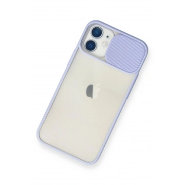 Mey İthalat®  iPhone 11 Kılıf Palm Buzlu Kamera Sürgülü Silikon - Lila