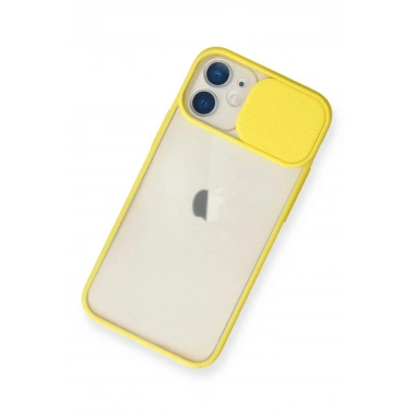 Mey İthalat® iPhone 11 Kılıf Palm Buzlu Kamera Sürgülü Silikon - Sarı