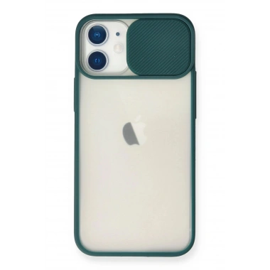 Mey İthalat®  iPhone 11 Kılıf Palm Buzlu Kamera Sürgülü Silikon - Yeşil
