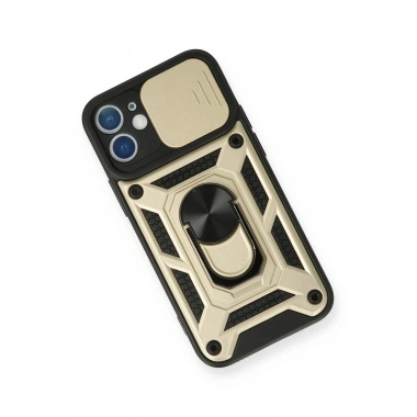Mey İthalat®  iPhone 11 Kılıf Pars Lens Yüzüklü Silikon - Gold