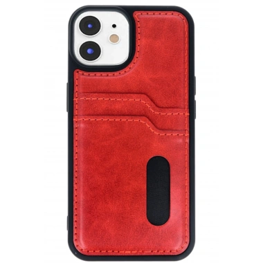 Mey İthalat®  iPhone 11 Kılıf Sara Kartvizitli Deri Kılıf - Kırmızı