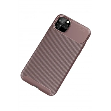 Mey İthalat®  iPhone 11 Pro Kılıf Auto Focus Karbon Kapak - Kahverengi