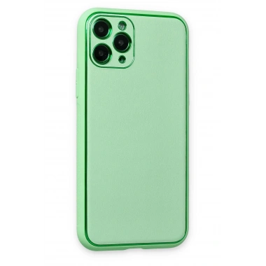 Mey İthalat®  iPhone 11 Pro Kılıf Coco Deri Silikon Kapak - Açık Yeşil