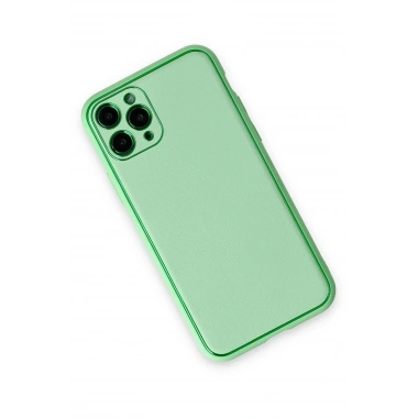 Mey İthalat®  iPhone 11 Pro Kılıf Coco Deri Silikon Kapak - Açık Yeşil