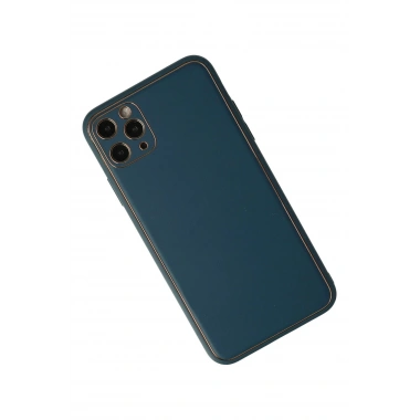 Mey İthalat®  iPhone 11 Pro Kılıf Coco Deri Silikon Kapak - Mavi