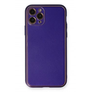 Mey İthalat®  iPhone 11 Pro Kılıf Coco Deri Silikon Kapak - Mor