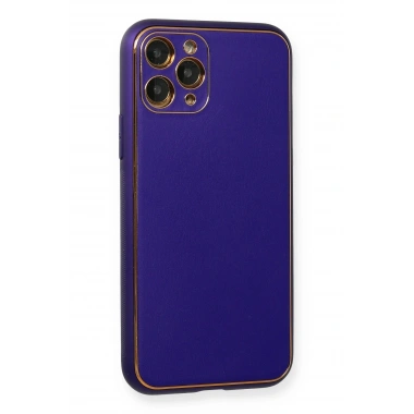 Mey İthalat®  iPhone 11 Pro Kılıf Coco Deri Silikon Kapak - Mor