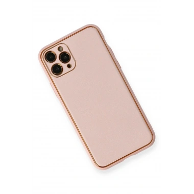 Mey İthalat®  iPhone 11 Pro Kılıf Coco Deri Silikon Kapak - Pembe