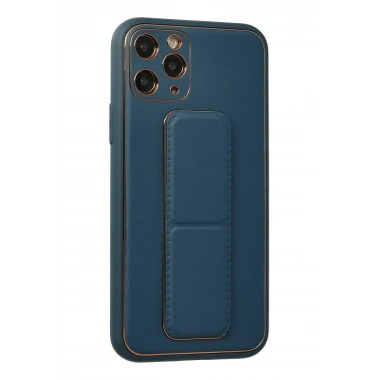 Mey İthalat®  iPhone 11 Pro Kılıf Coco Deri Standlı Kapak - Mavi