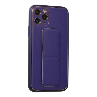Mey İthalat®  iPhone 11 Pro Kılıf Coco Deri Standlı Kapak - Mor