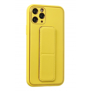 Mey İthalat®  iPhone 11 Pro Kılıf Coco Deri Standlı Kapak - Sarı