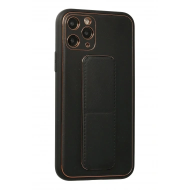 Mey İthalat®  iPhone 11 Pro Kılıf Coco Deri Standlı Kapak - Siyah