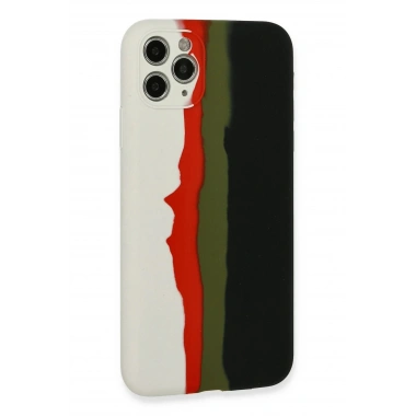 Mey İthalat® iPhone 11 Pro Kılıf Ebruli Lansman Silikon - Beyaz-Siyah
