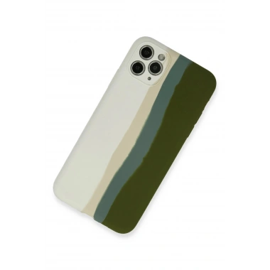 Mey İthalat®  iPhone 11 Pro Kılıf Ebruli Lansman Silikon - Beyaz-Yeşil