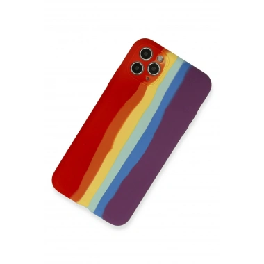 Mey İthalat® iPhone 11 Pro Kılıf Ebruli Lansman Silikon - Kırmızı-Mor