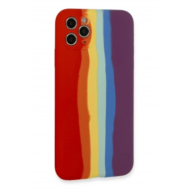 Mey İthalat® iPhone 11 Pro Kılıf Ebruli Lansman Silikon - Kırmızı-Mor