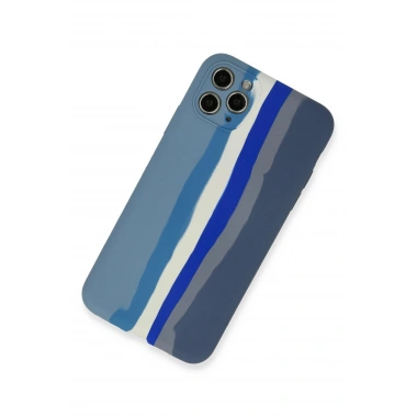 Mey İthalat® iPhone 11 Pro Kılıf Ebruli Lansman Silikon - Mavi-Gri