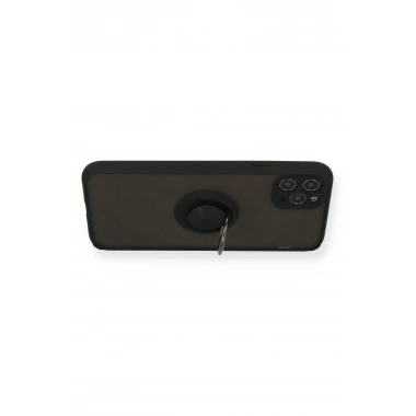 Mey İthalat®  iPhone 11 Pro Kılıf Montreal Yüzüklü Silikon Kapak - Siyah