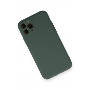 Mey İthalat®  iPhone 11 Pro Kılıf Nano içi Kadife Silikon - Koyu Yeşil