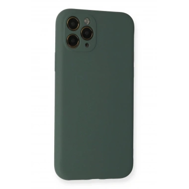 Mey İthalat®  iPhone 11 Pro Kılıf Nano içi Kadife Silikon - Koyu Yeşil