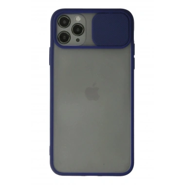 Mey İthalat®  iPhone 11 Pro Kılıf Palm Buzlu Kamera Sürgülü Silikon - Lacivert