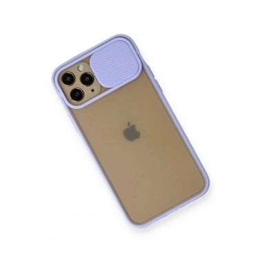 Mey İthalat®  iPhone 11 Pro Kılıf Palm Buzlu Kamera Sürgülü Silikon - Lila