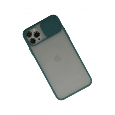 Mey İthalat®  iPhone 11 Pro Kılıf Palm Buzlu Kamera Sürgülü Silikon - Yeşil