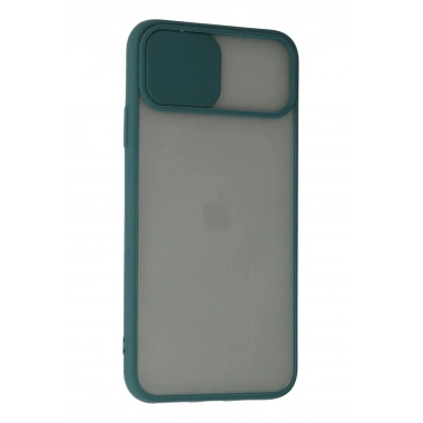 Mey İthalat®  iPhone 11 Pro Kılıf Palm Buzlu Kamera Sürgülü Silikon - Yeşil