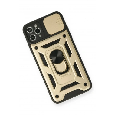 Mey İthalat®  iPhone 11 Pro Kılıf Pars Lens Yüzüklü Silikon - Gold