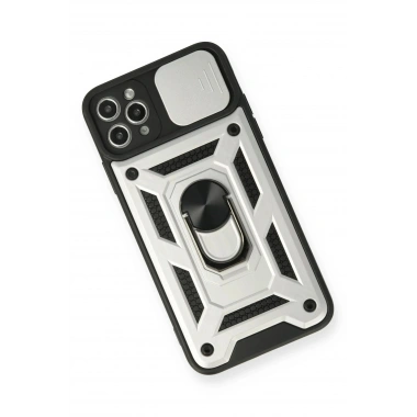 Mey İthalat®  iPhone 11 Pro Kılıf Pars Lens Yüzüklü Silikon - Gümüş