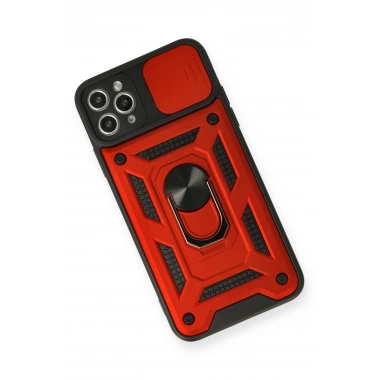 Mey İthalat®  iPhone 11 Pro Kılıf Pars Lens Yüzüklü Silikon - Kırmızı