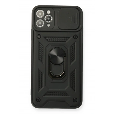 Mey İthalat®  iPhone 11 Pro Kılıf Pars Lens Yüzüklü Silikon - Siyah