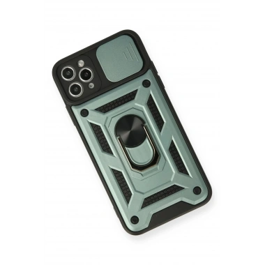 Mey İthalat®  iPhone 11 Pro Kılıf Pars Lens Yüzüklü Silikon - Yeşil