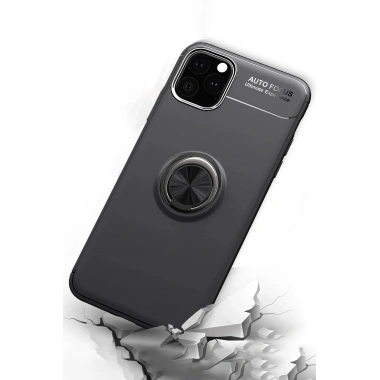 Mey İthalat® iPhone 11 Pro Kılıf Range Yüzüklü Silikon - Siyah-Mavi