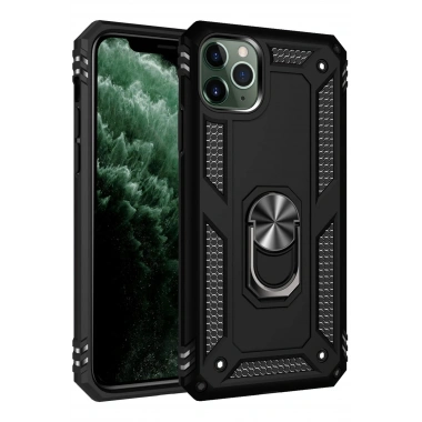 Mey İthalat® iPhone 11 Pro Kılıf Sofya Yüzüklü Silikon Kapak - Siyah