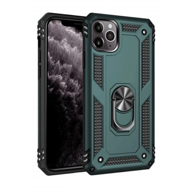 Mey İthalat® iPhone 11 Pro Kılıf Sofya Yüzüklü Silikon Kapak - Yeşil
