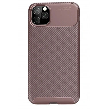 Mey İthalat®  iPhone 11 Pro Max Kılıf Auto Focus Karbon Kapak - Kahverengi