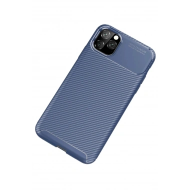 Mey İthalat®  iPhone 11 Pro Max Kılıf Auto Focus Karbon Kapak - Lacivert