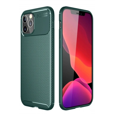 Mey İthalat®  iPhone 11 Pro Max Kılıf Auto Focus Karbon Kapak - Yeşil