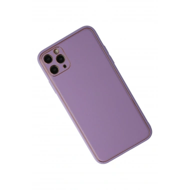 Mey İthalat®  iPhone 11 Pro Max Kılıf Coco Deri Silikon Kapak - Lila