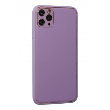 Mey İthalat®  iPhone 11 Pro Max Kılıf Coco Deri Silikon Kapak - Lila
