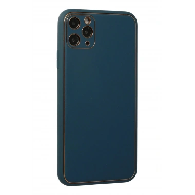 Mey İthalat®  iPhone 11 Pro Max Kılıf Coco Deri Silikon Kapak - Mavi