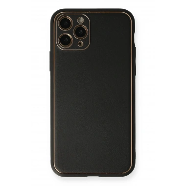 Mey İthalat®  iPhone 11 Pro Max Kılıf Coco Deri Silikon Kapak - Siyah