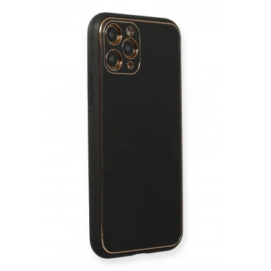 Mey İthalat®  iPhone 11 Pro Max Kılıf Coco Deri Silikon Kapak - Siyah