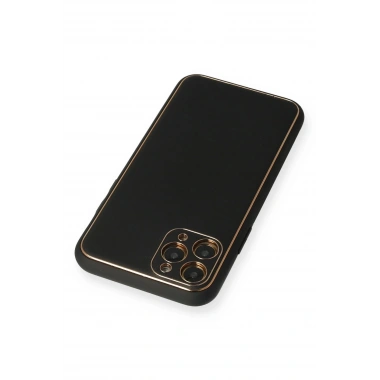 Mey İthalat®  iPhone 11 Pro Max Kılıf Coco Deri Silikon Kapak - Siyah