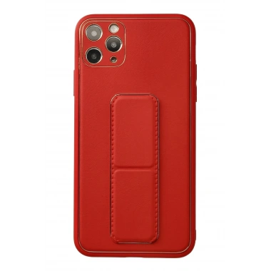 Mey İthalat®  iPhone 11 Pro Max Kılıf Coco Deri Standlı Kapak - Kırmızı