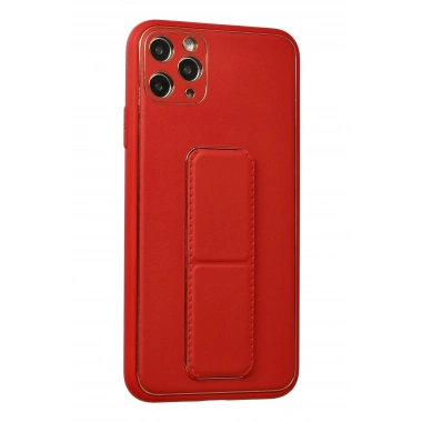 Mey İthalat®  iPhone 11 Pro Max Kılıf Coco Deri Standlı Kapak - Kırmızı