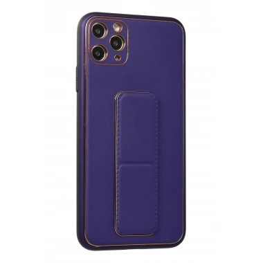 Mey İthalat®  iPhone 11 Pro Max Kılıf Coco Deri Standlı Kapak - Mor